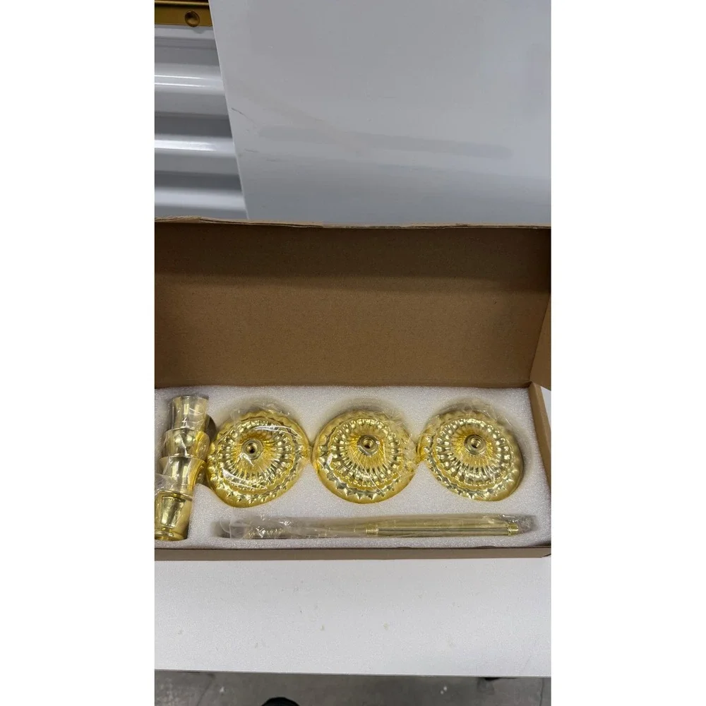 Gold Taper Candle Holder Set of 3 with Snuffer Vintage Style Ornate Base